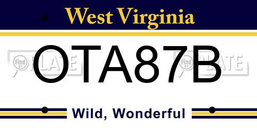 OTA87B West Virginia License Plate