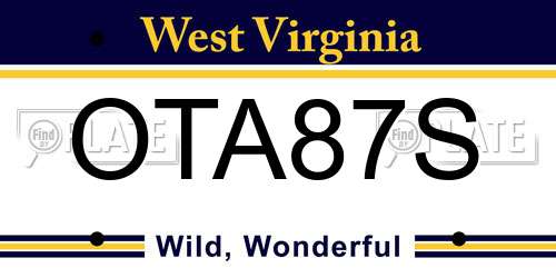 OTA87S West Virginia License Plate