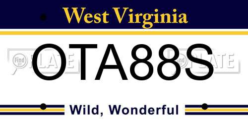 OTA88S West Virginia License Plate