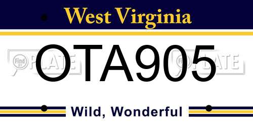 OTA905 West Virginia License Plate