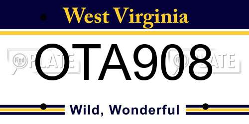 OTA908 West Virginia License Plate