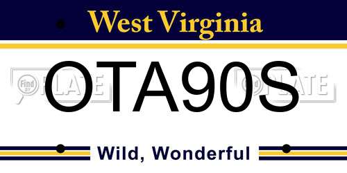 OTA90S West Virginia License Plate