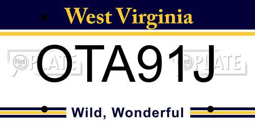 OTA91J West Virginia License Plate