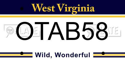 OTAB58 West Virginia License Plate