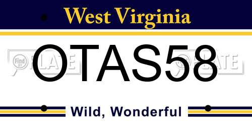 OTAS58 West Virginia License Plate