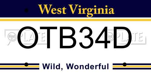 OTB34D West Virginia License Plate