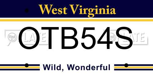 OTB54S West Virginia License Plate