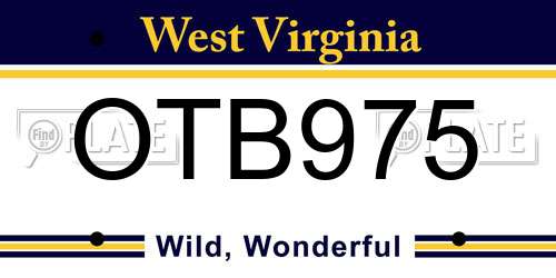 OTB975 West Virginia License Plate