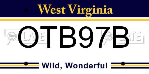 OTB97B West Virginia License Plate