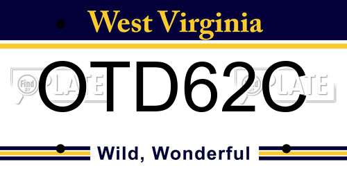OTD62C West Virginia License Plate