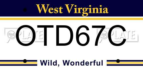 OTD67C West Virginia License Plate