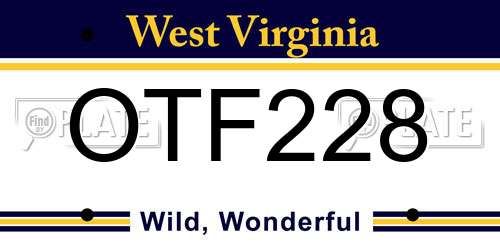 OTF228 West Virginia License Plate