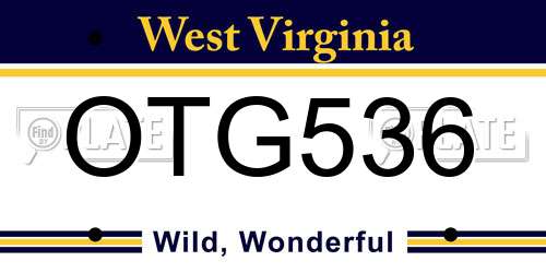 OTG536 West Virginia License Plate
