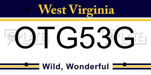 OTG53G West Virginia License Plate