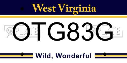 OTG83G West Virginia License Plate
