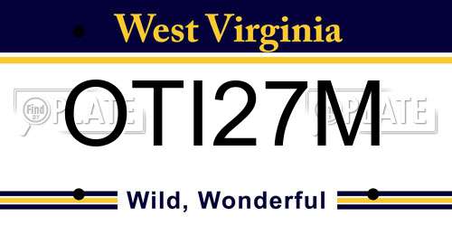 OTI27M West Virginia License Plate