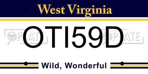 OTI59D West Virginia License Plate
