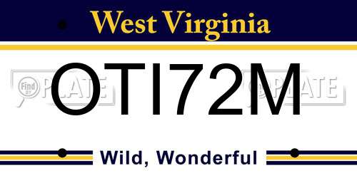 OTI72M West Virginia License Plate
