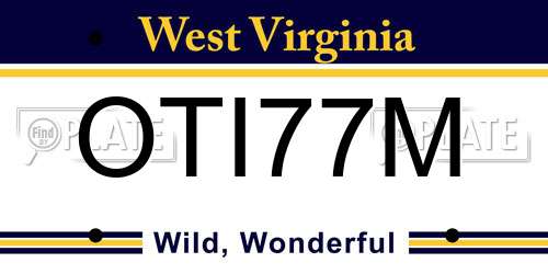 OTI77M West Virginia License Plate