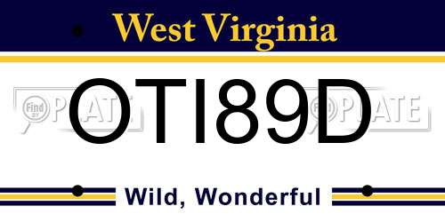 OTI89D West Virginia License Plate