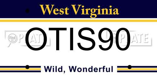 OTIS90 West Virginia License Plate