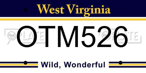OTM526 West Virginia License Plate
