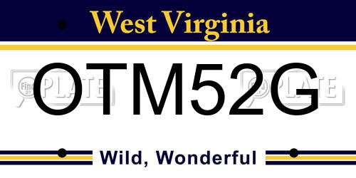 OTM52G West Virginia License Plate