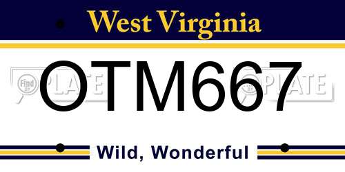 OTM667 West Virginia License Plate