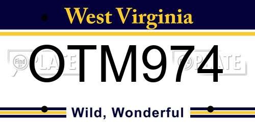 OTM974 West Virginia License Plate