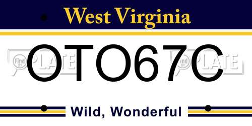 OTO67C West Virginia License Plate