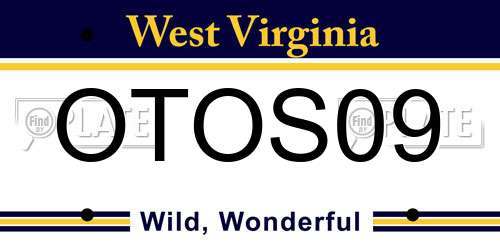 OTOS09 West Virginia License Plate