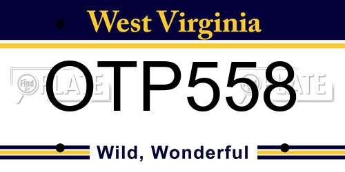 OTP558 West Virginia License Plate