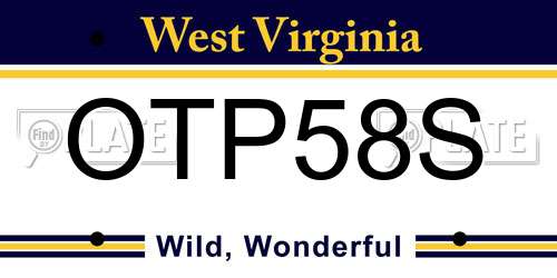 OTP58S West Virginia License Plate