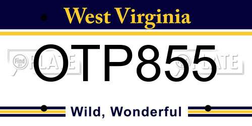 OTP855 West Virginia License Plate