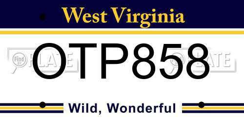 OTP858 West Virginia License Plate