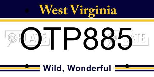 OTP885 West Virginia License Plate