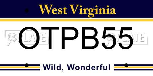 OTPB55 West Virginia License Plate