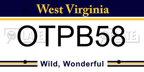 OTPB58 West Virginia License Plate