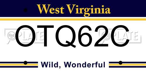 OTQ62C West Virginia License Plate
