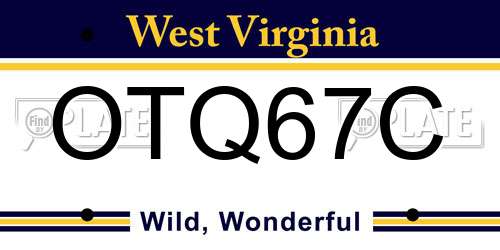 OTQ67C West Virginia License Plate