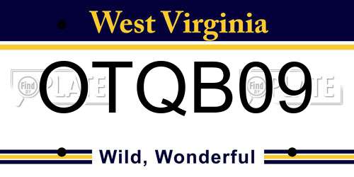 OTQB09 West Virginia License Plate