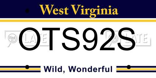 OTS92S West Virginia License Plate