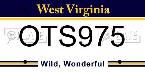 OTS975 West Virginia License Plate