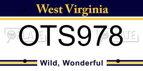 OTS978 West Virginia License Plate