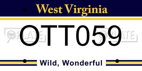 OTT059 West Virginia License Plate