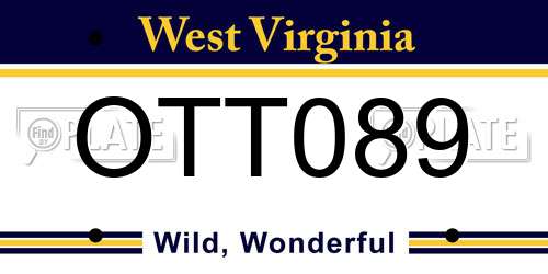 OTT089 West Virginia License Plate