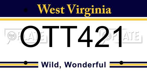 OTT421 West Virginia License Plate