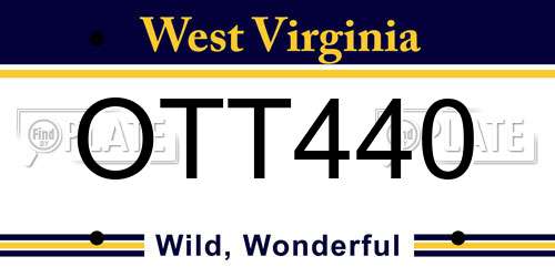 OTT440 West Virginia License Plate