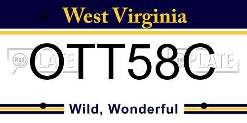 OTT58C West Virginia License Plate