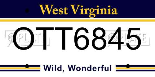 OTT6845 West Virginia License Plate